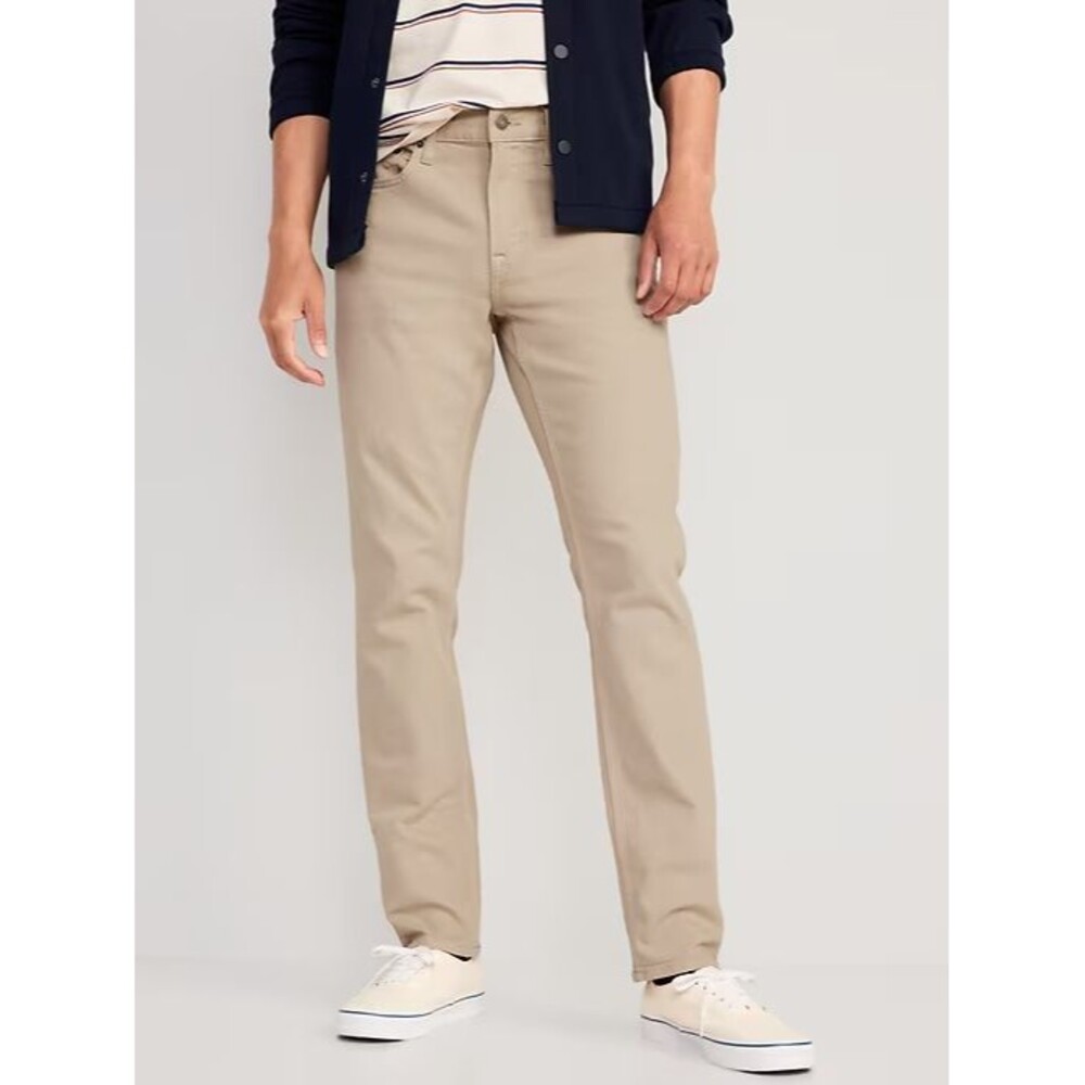 Old Navy Slim Five-Pocket Pants Mens 30x34 Light Khaki Built in Flex Stretch NEW